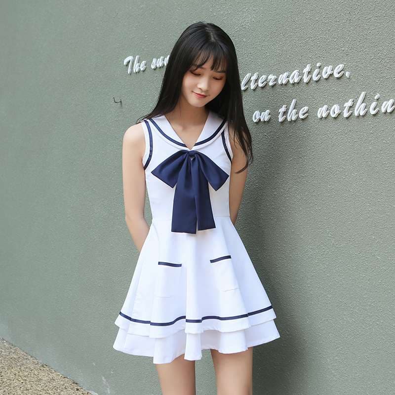 セーラー服 清楚可愛いセーラー襟ワンピース