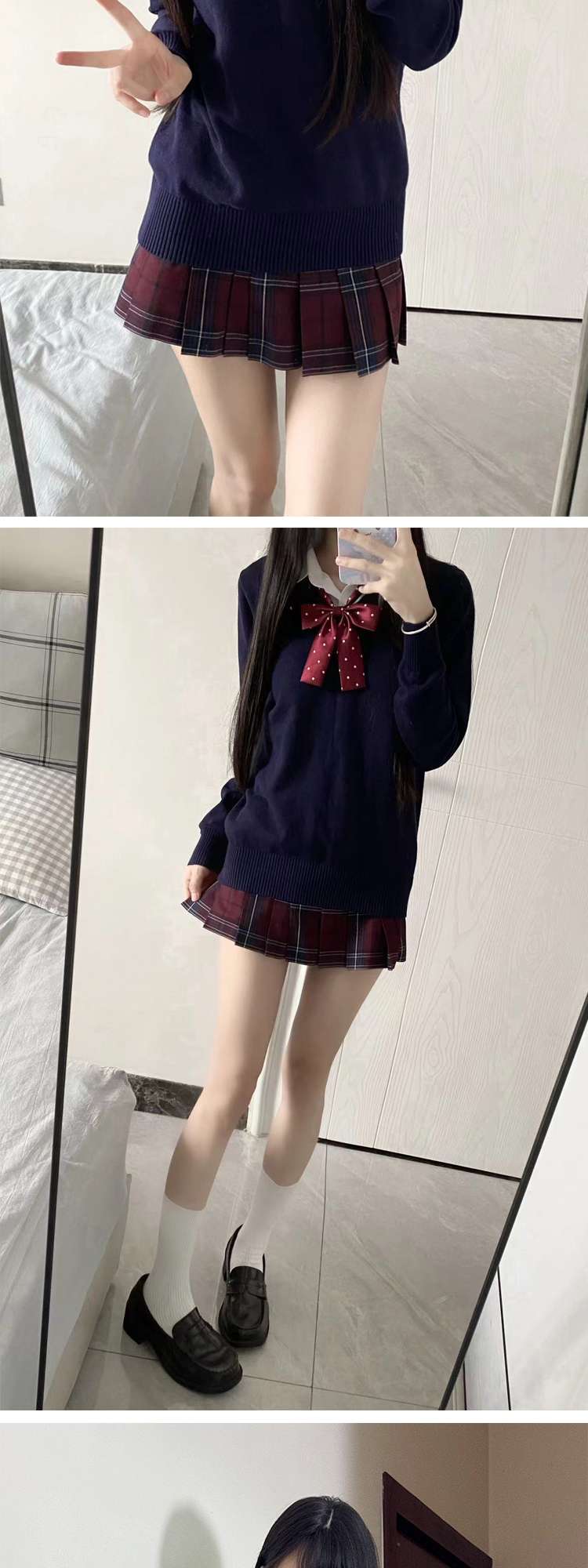 セーラー服 学園風リボン付きセーラーニットセーター
