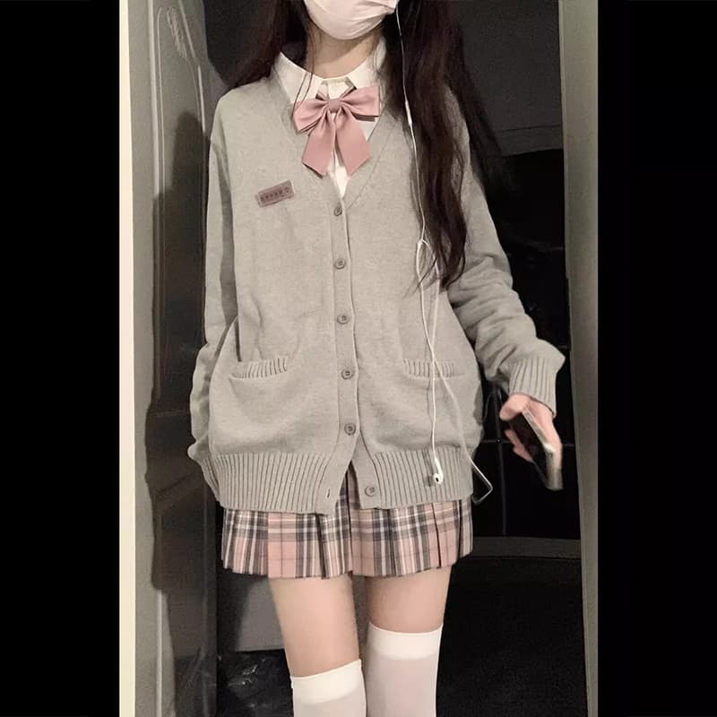 セーラー服 学園風ゆったりニットカーディガン