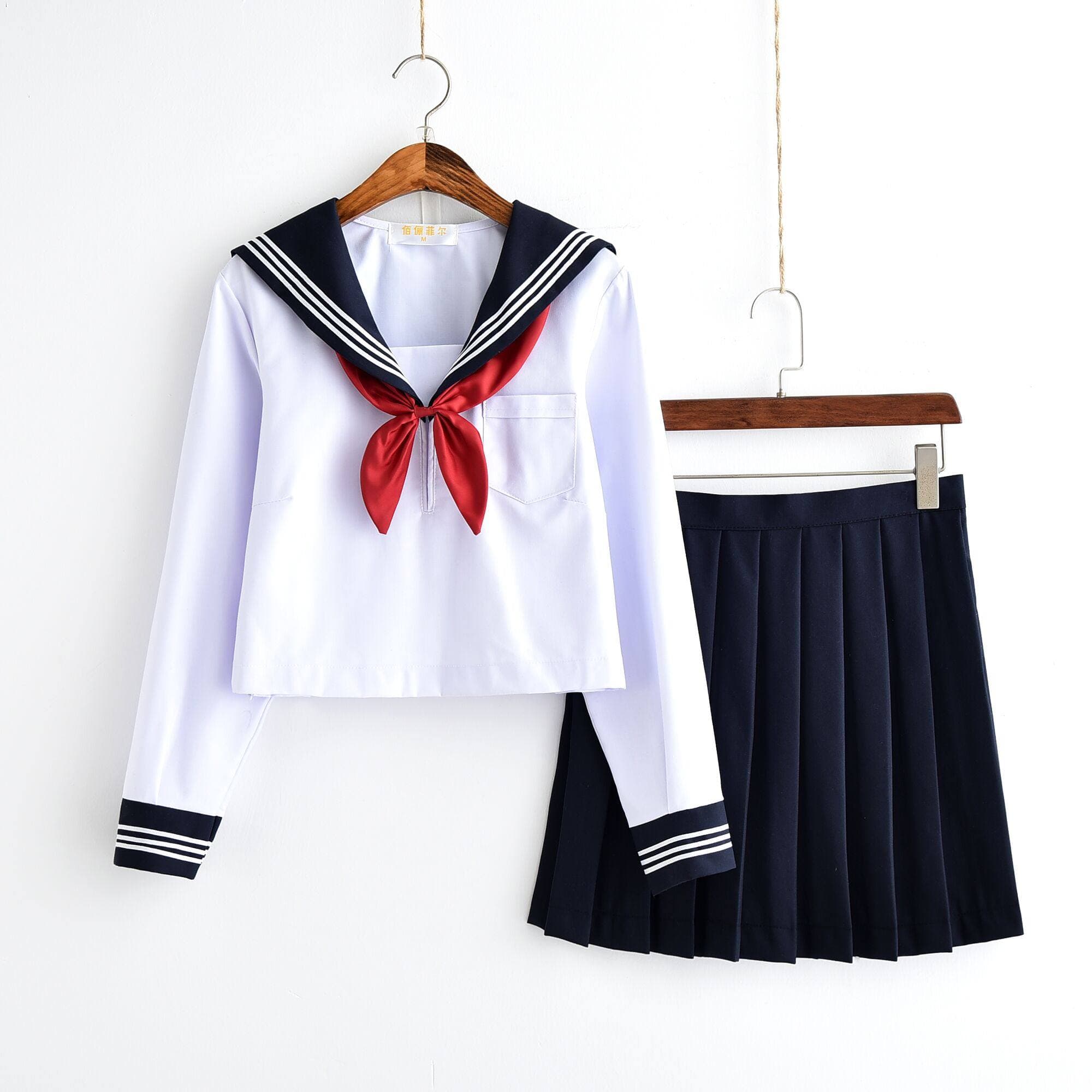 長袖本格派三本ラインセーラー服上下セット
