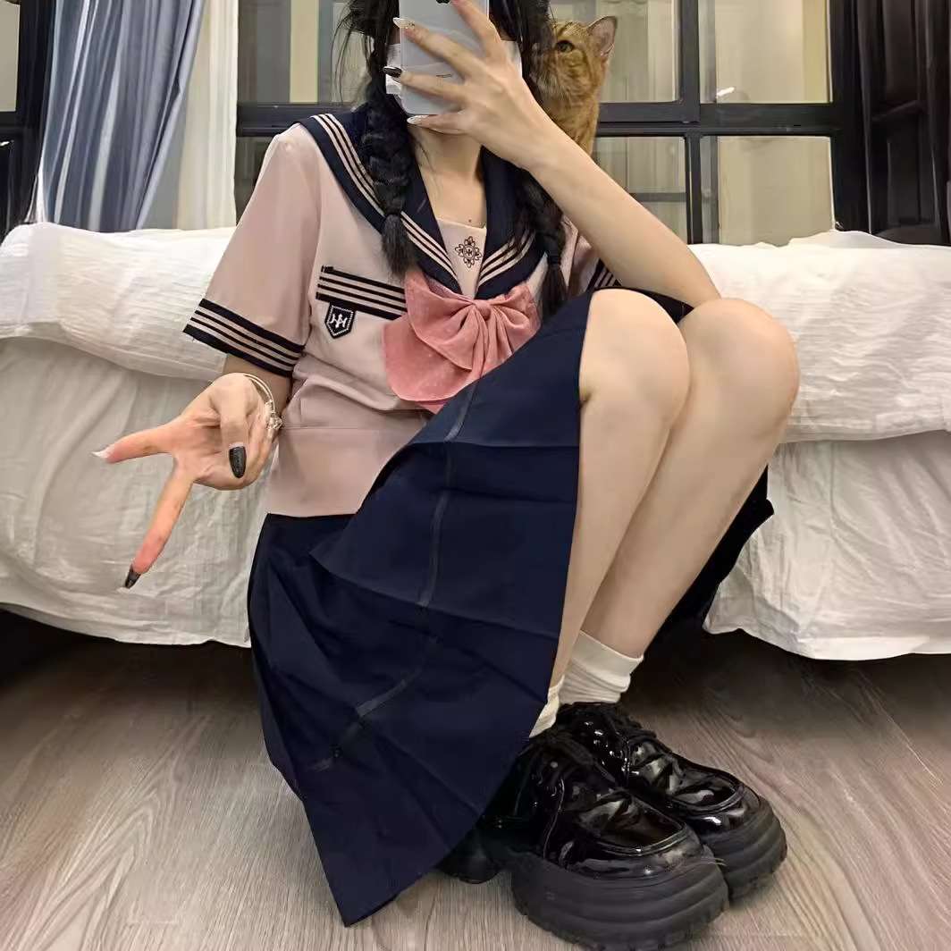 セーラー服 甘めピンクリボン コスプレセット