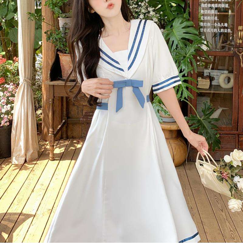セーラー服 爽やかマリンスタイル セーラーカラーワンピース