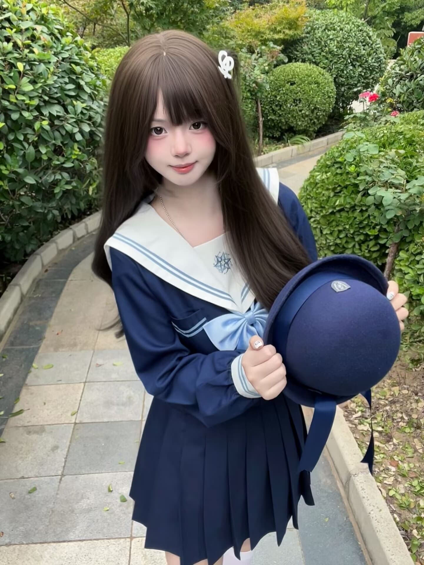 セーラー服 刺繍入り清楚セーラー長袖ブラウス