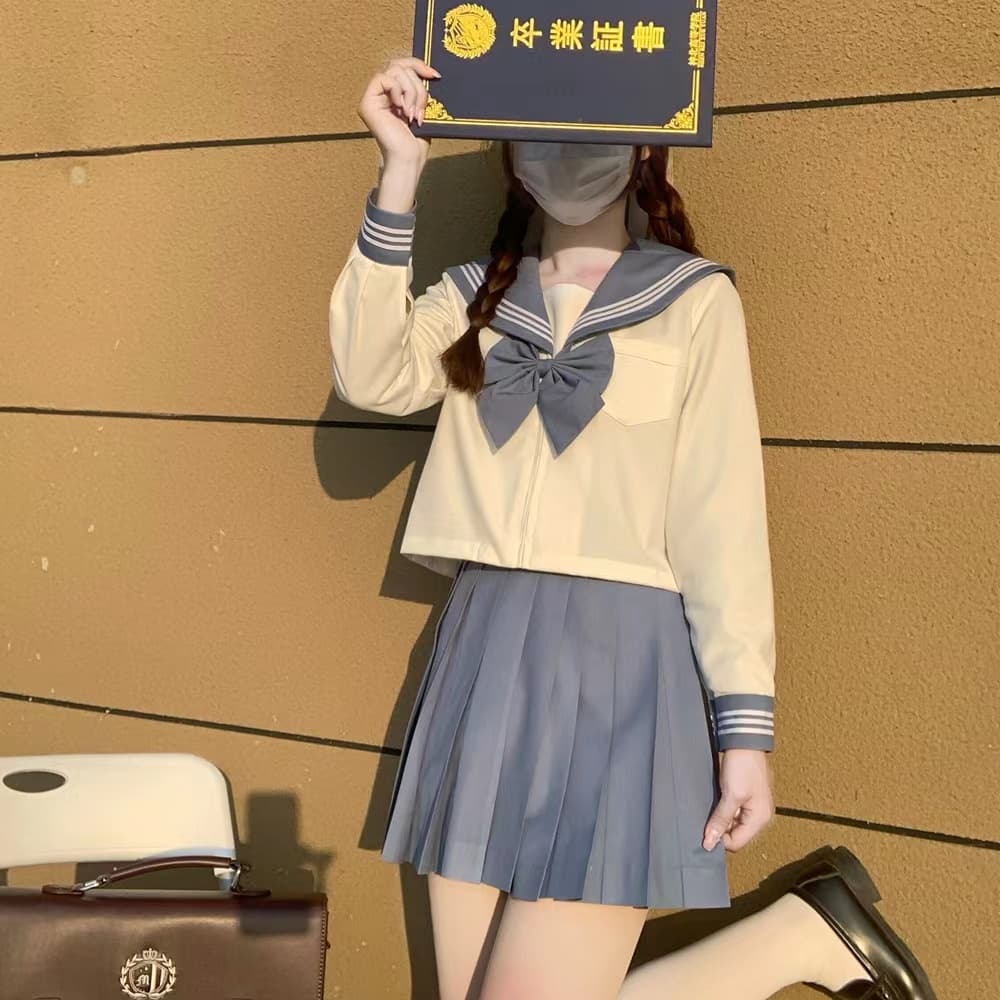 セーラー服 クラシック襟付き長袖セーラートップス