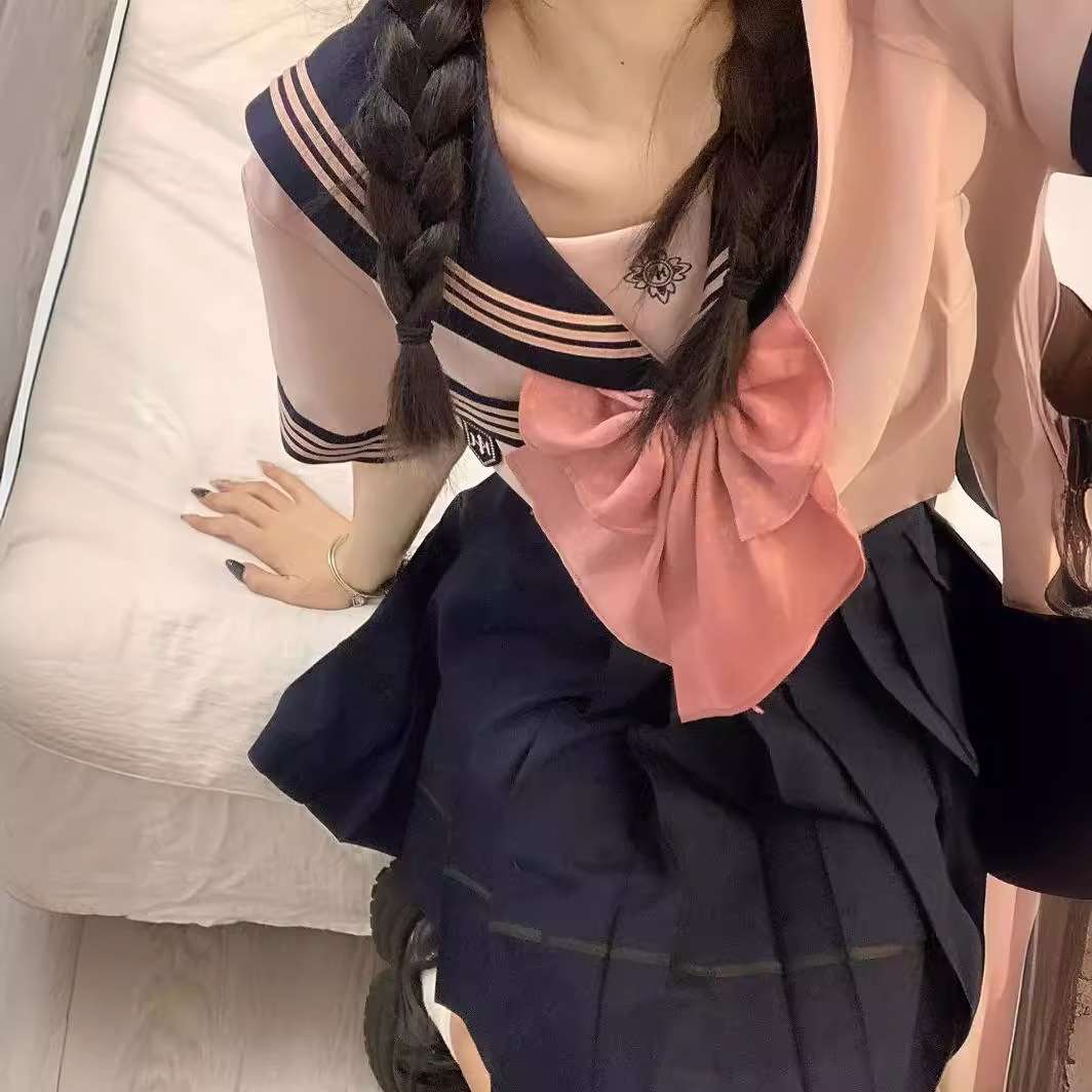セーラー服 甘めピンクリボン コスプレセット