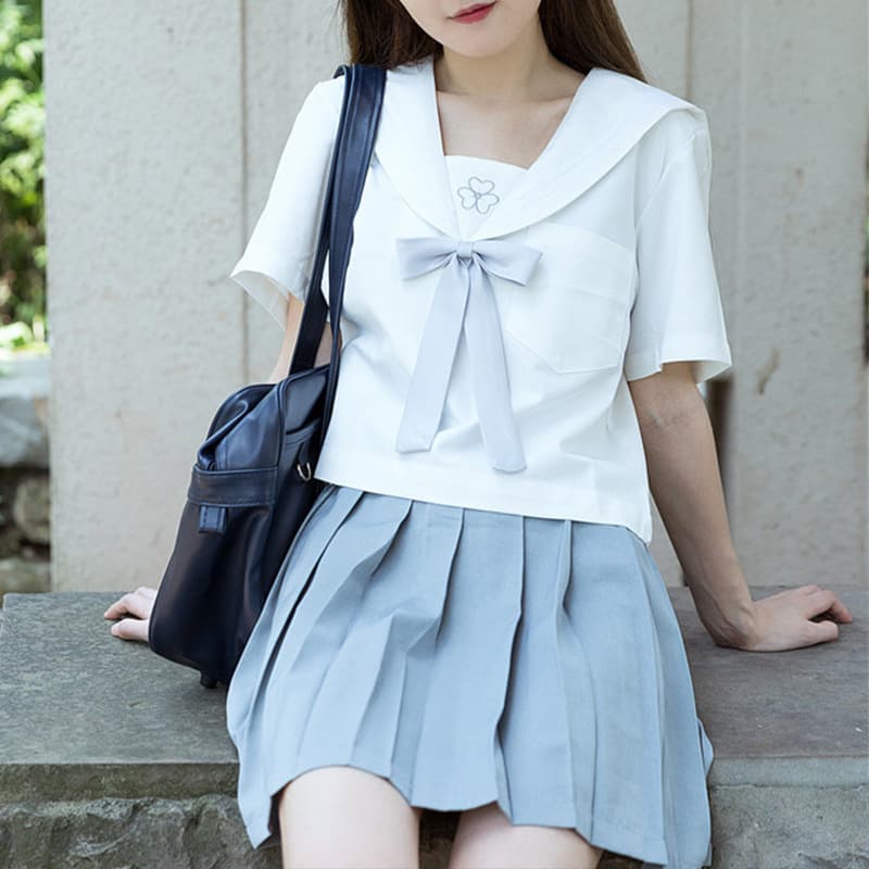 セーラー服 清楚リボン飾り 半袖セーラーブラウス