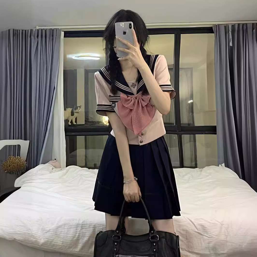 セーラー服 甘めピンクリボン コスプレセット