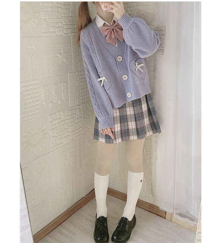 セーラー服 ハート刺繍リボン付きセーラー風カーディガン