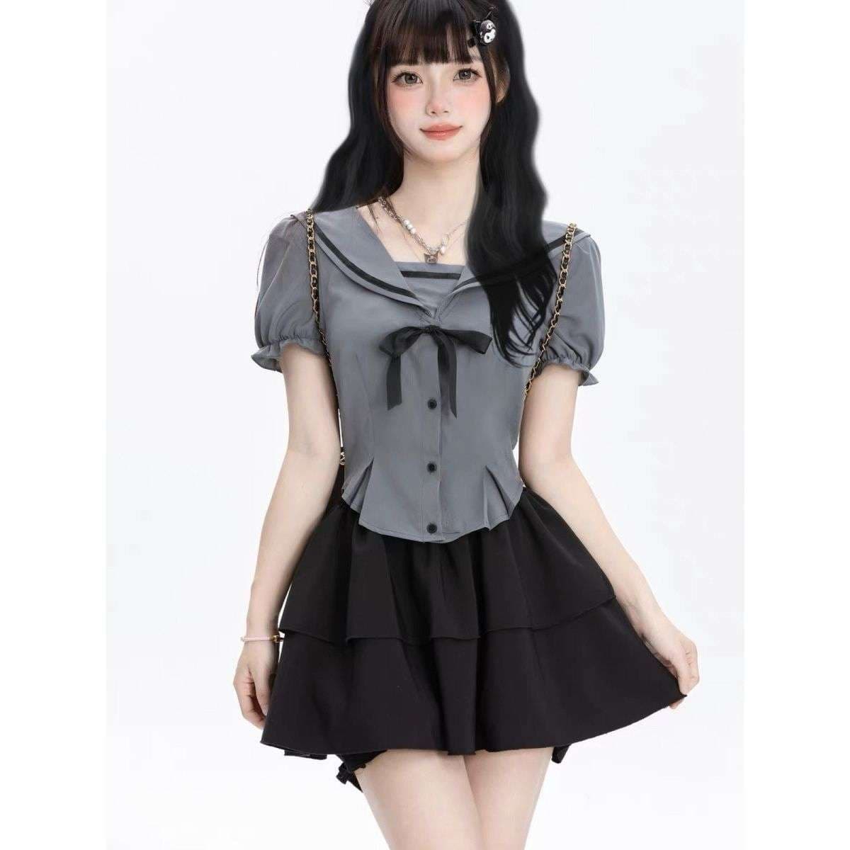 セーラー服 ガーリーセーラー風フリルワンピース