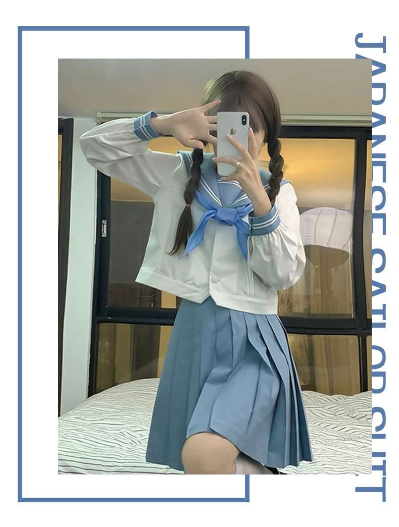 セーラー服 清楚可愛いセーラー風ツーピースセット