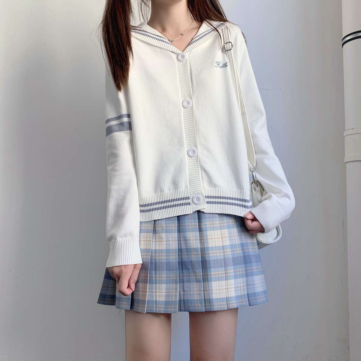 セーラー服 セーラーカラーカーディガン 白・紺・グレー