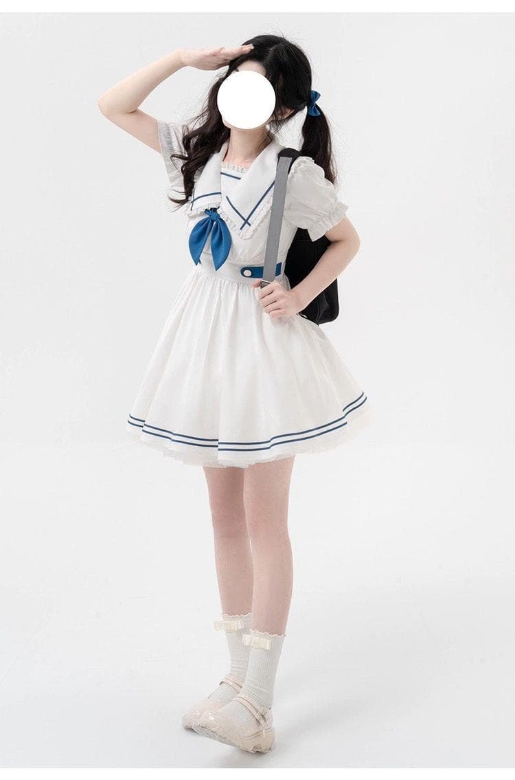 セーラー服 レース縁取り大きめ襟のセーラーブラウス