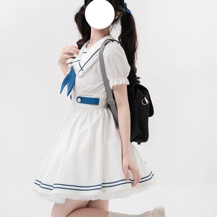 セーラー服 レース縁取り大きめ襟のセーラーブラウス