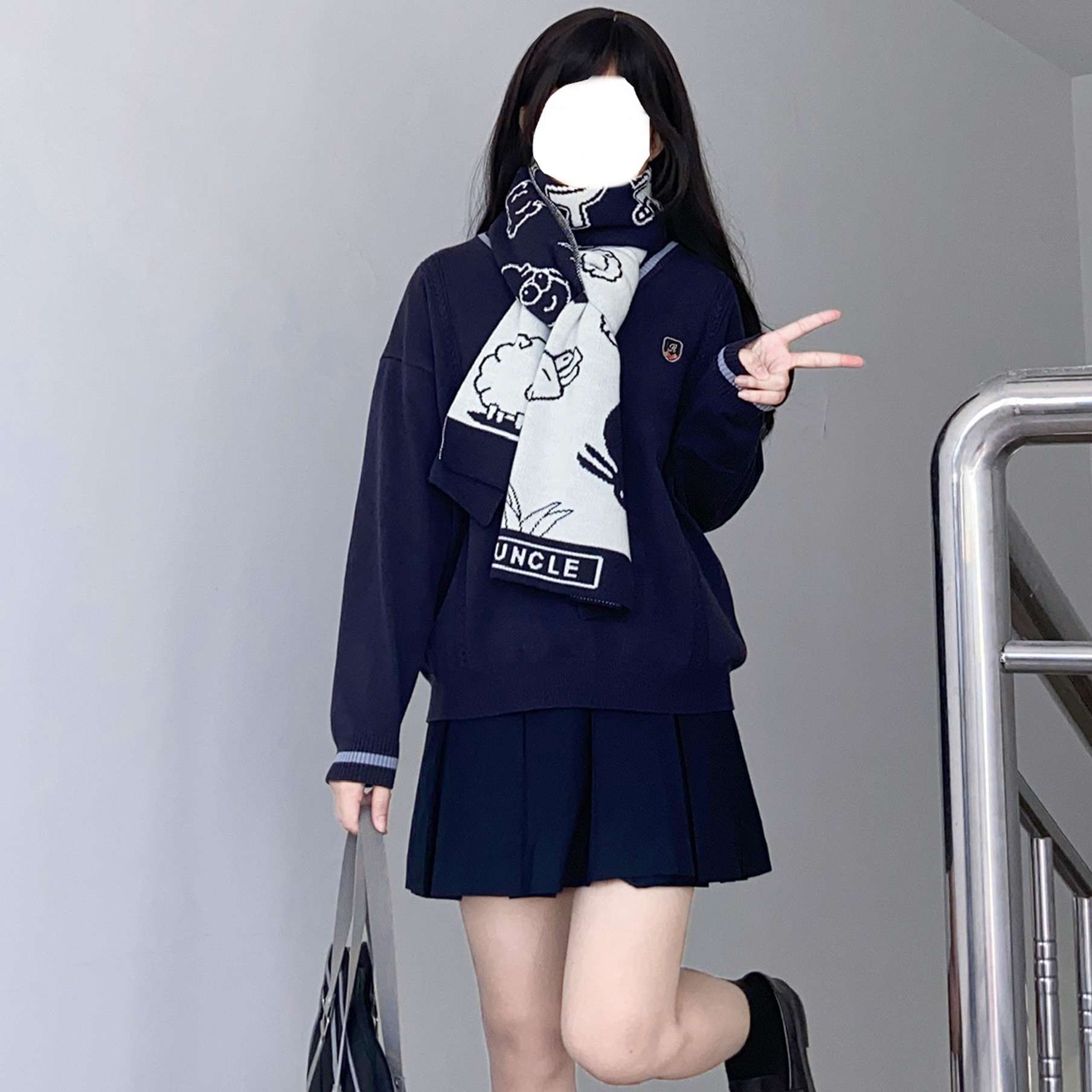 セーラー服 ゆるかわアニマル柄セーラー風マフラー