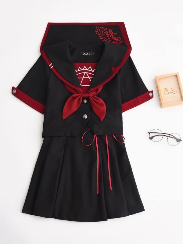 セーラー服 リボン飾り 涼やか半袖セーラートップス