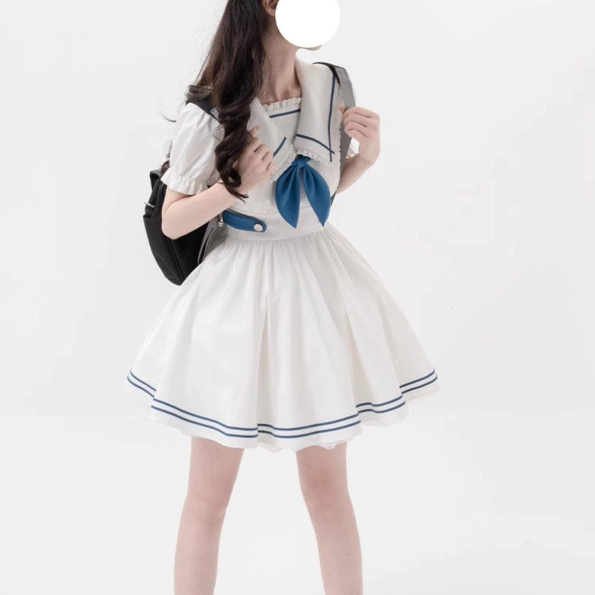 セーラー服 レース縁取り大きめ襟のセーラーブラウス