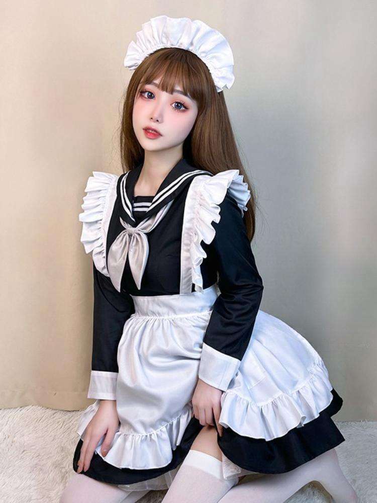 セーラー服 ゴシック風メイド服 セーラーカラー コスプレ衣装