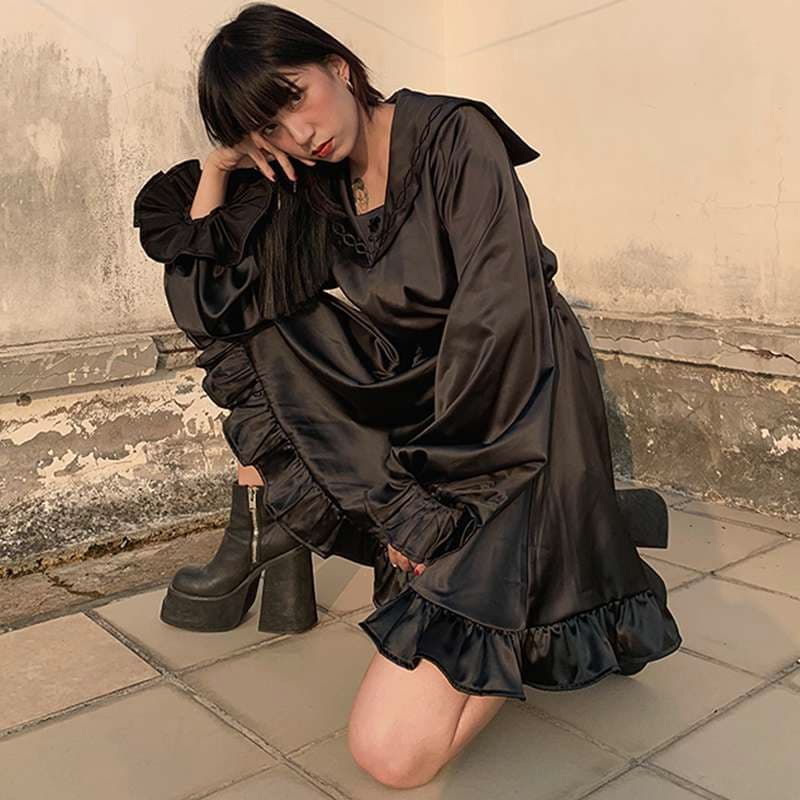 セーラー服 ゴシックロリータ風 フリルセーラーワンピース