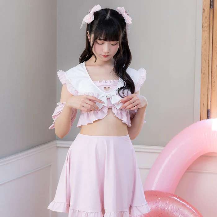 セーラー服 フリルたっぷりセーラー風ツーピース水着
