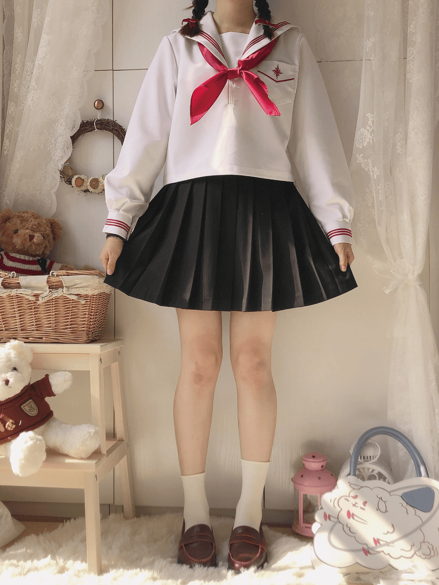 セーラー服 星型ワッペン付きマリン風セーラートップス