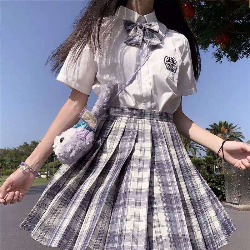 セーラー服 半袖 白シャツ チェック柄 スカート 学生服