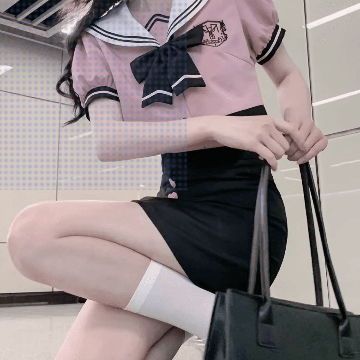 セーラー服 ピンク×黒 ハートアクセント セット