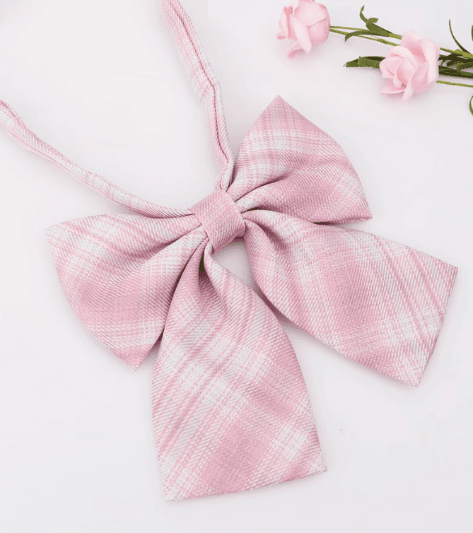 セーラー服 ピンクチェック柄リボン 用リボン