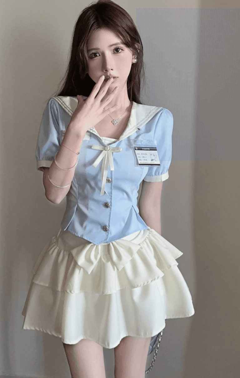 セーラー服 カレッジスタイル 半袖シャツ スカート2点セット