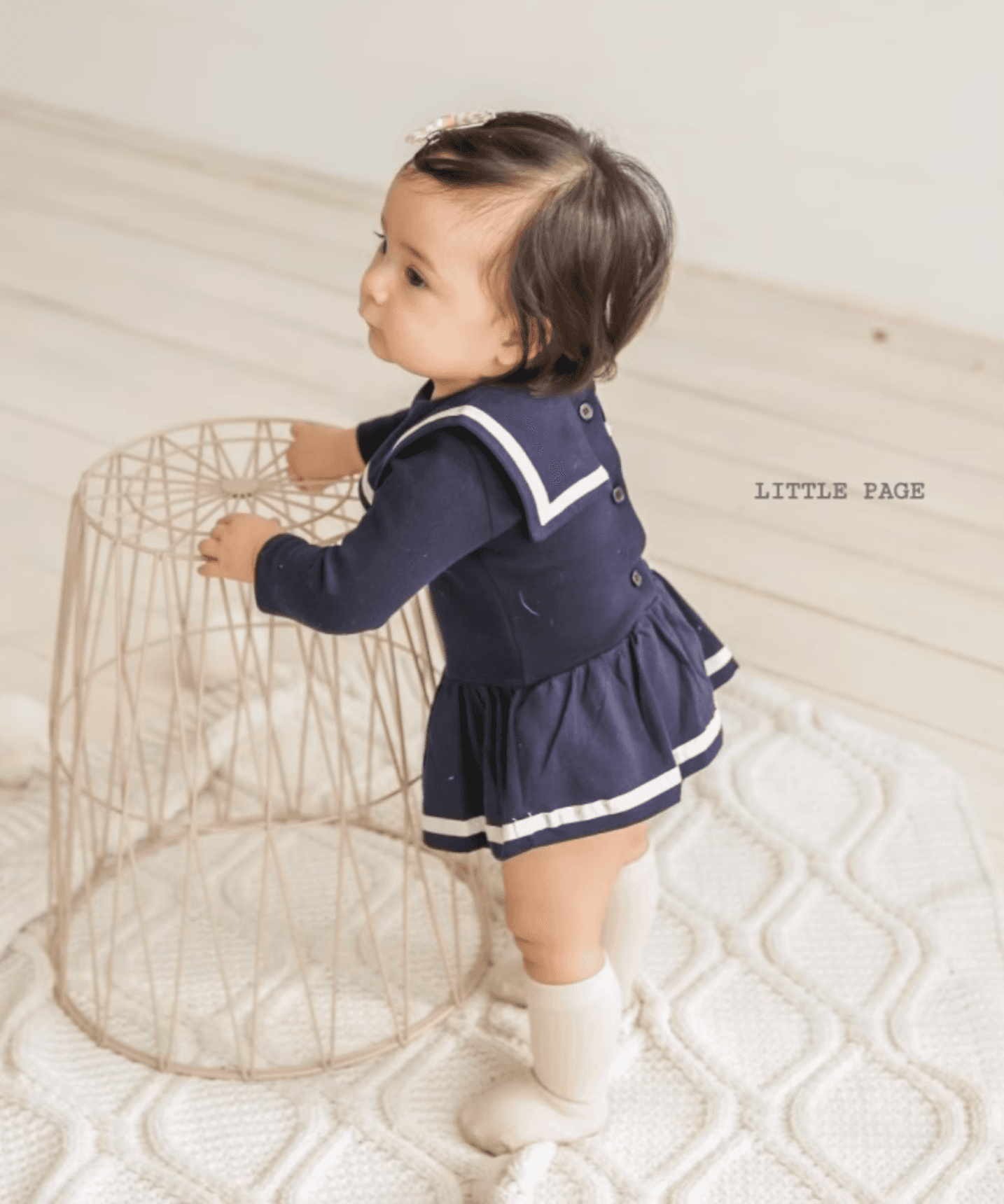 セーラー服 ベビー用ネイビーセーラーロンパース&ワンピース
