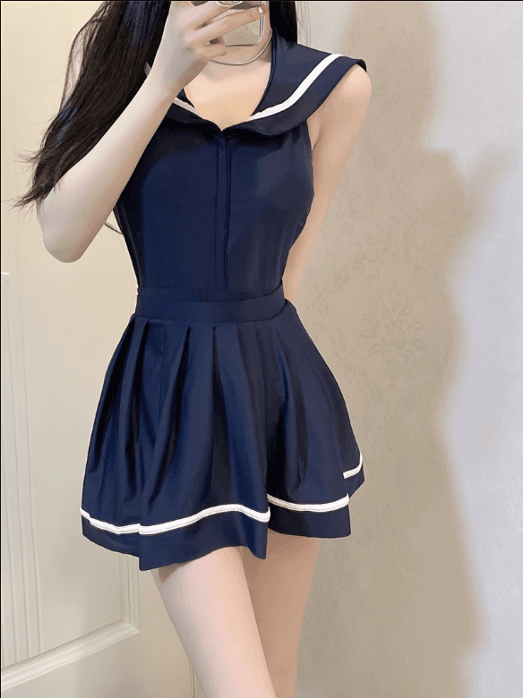 セーラー服 ネイビーブルー 水着ドレス