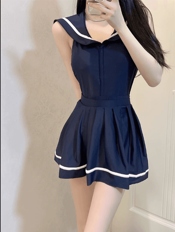 セーラー服 ネイビーブルー 水着ドレス
