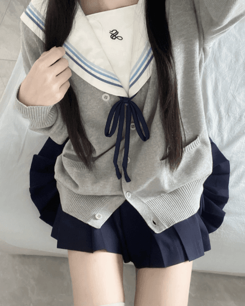セーラー服 クラシックセーラーカラー グレー制服セット