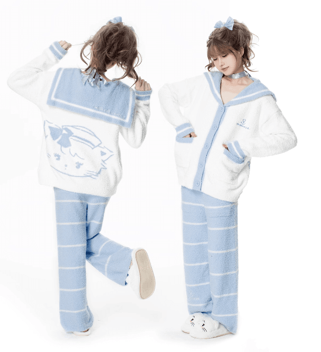 セーラー服 ふわもこセーラーカーディガン&パンツセット