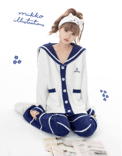 セーラー服 ふわもこセーラーカーディガン&パンツセット