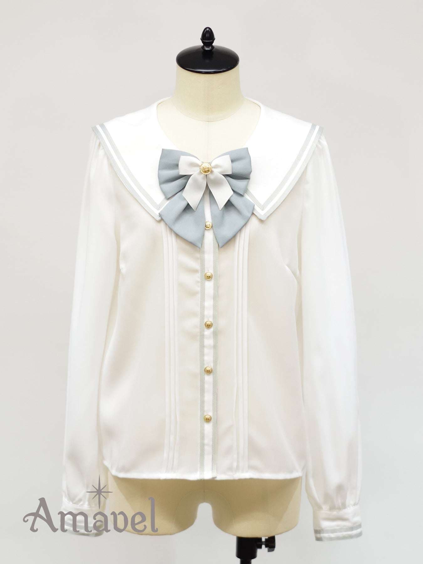 セーラー服 セーラー風リボンブラウス ネイビー&ワインレッド