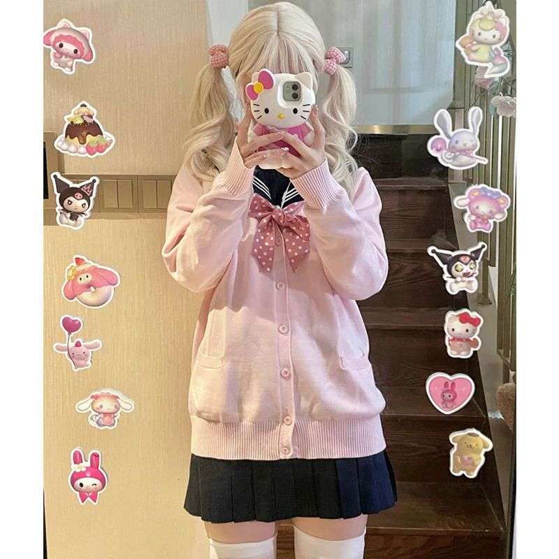 セーラー服 可愛いセーラー襟カーディガン制服セット