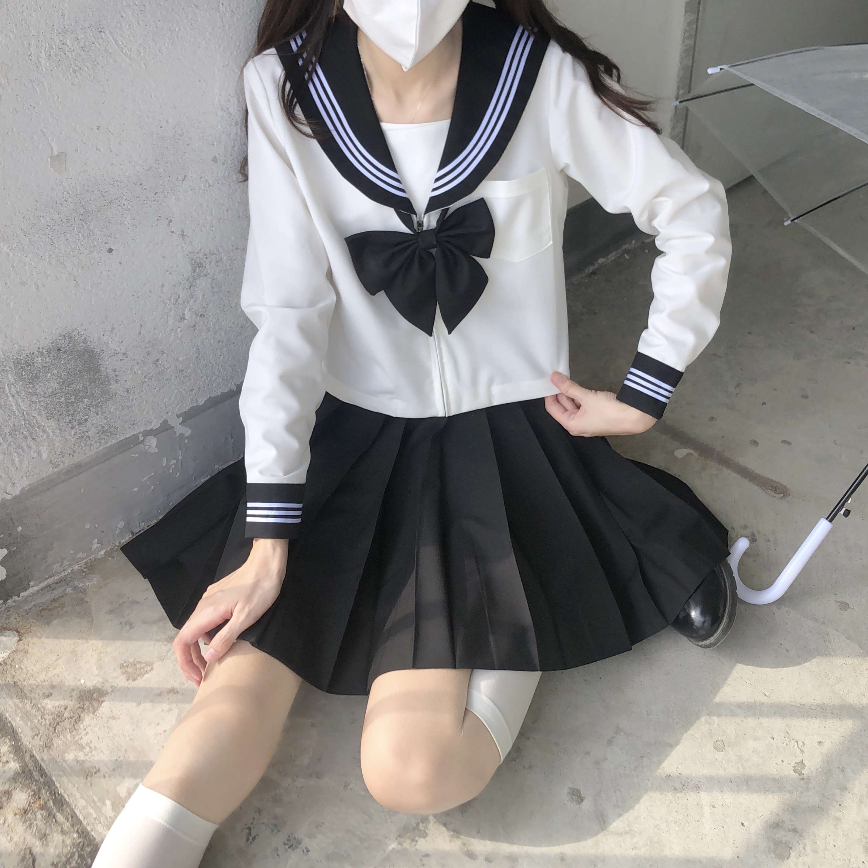 セーラー服 リボン付き 上下セット