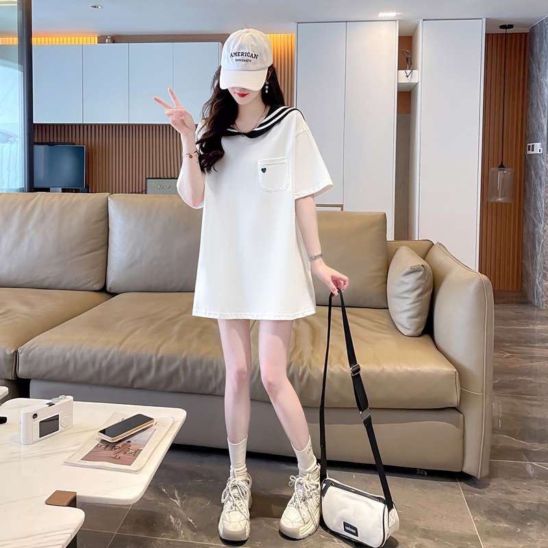 セーラー服 セーラー襟ポケット付きゆったりTシャツ
