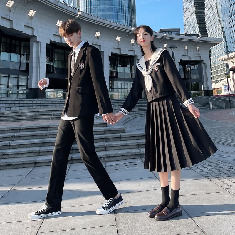 セーラー服 学院風セーラー襟長袖制服トップス