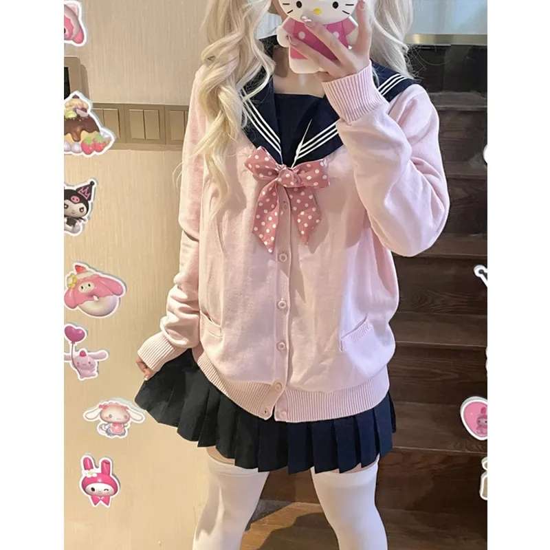 セーラー服 可愛いセーラー襟カーディガン制服セット