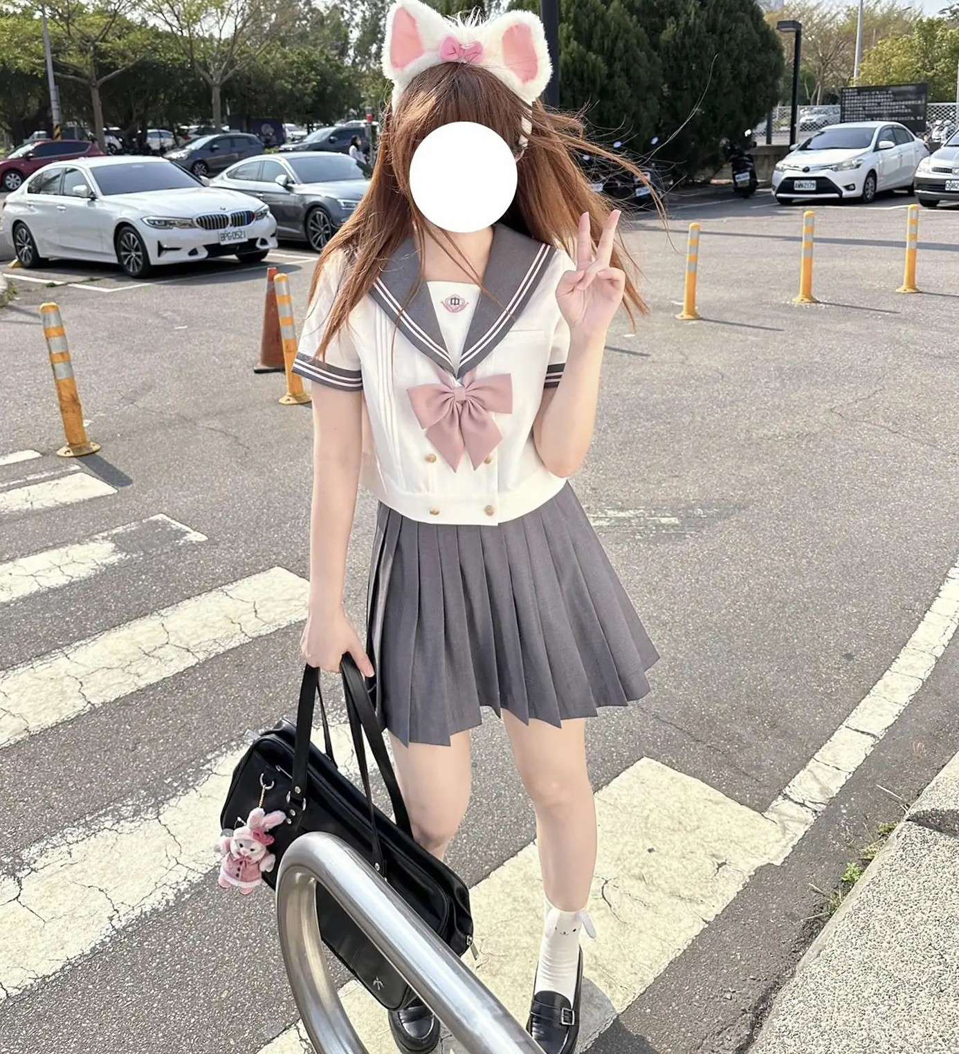 セーラー服 大きなリボン付き 上下セット