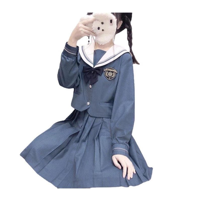 セーラー服 スクール風エンブレム付き長袖セーラートップス
