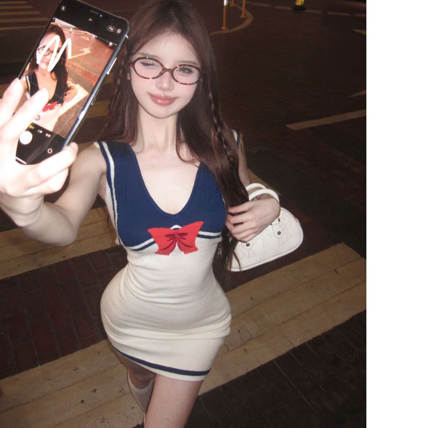 セーラー服 セクシーミニ丈セーラー風ワンピース