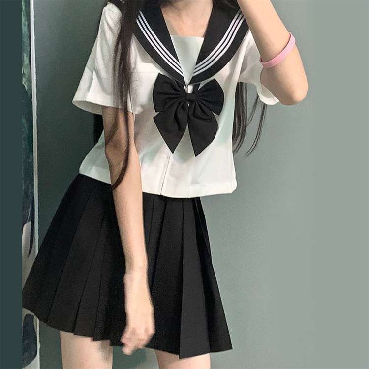 セーラー服 JK風 コスチューム 白黒リボン付き