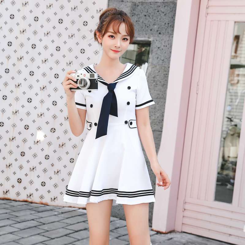 セーラー服 マリンテイスト セーラーカラー フレアワンピース