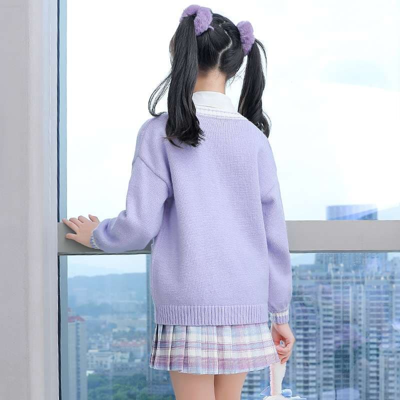 セーラー服 優しげ雰囲気の学生風セーター&プリーツスカートセット