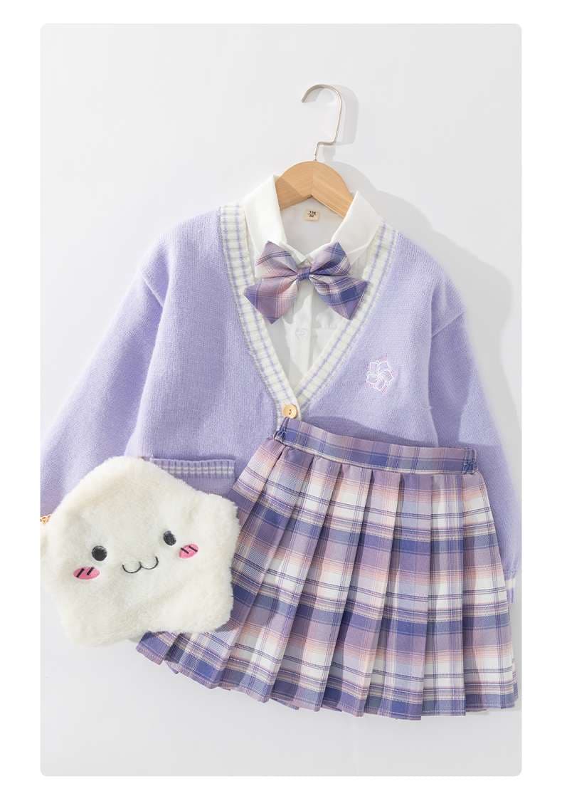 セーラー服 優しげ雰囲気の学生風セーター&プリーツスカートセット