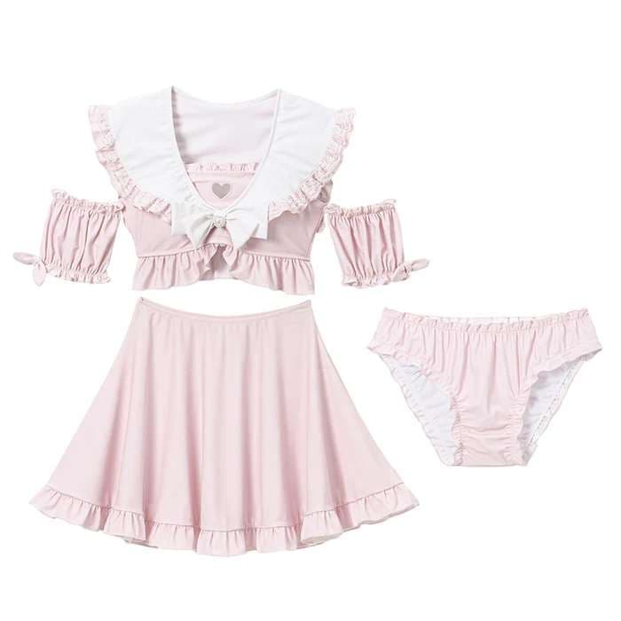 セーラー服 フリルたっぷりセーラー風ツーピース水着