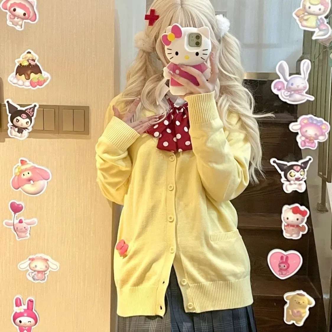セーラー服 可愛いセーラー襟カーディガン制服セット