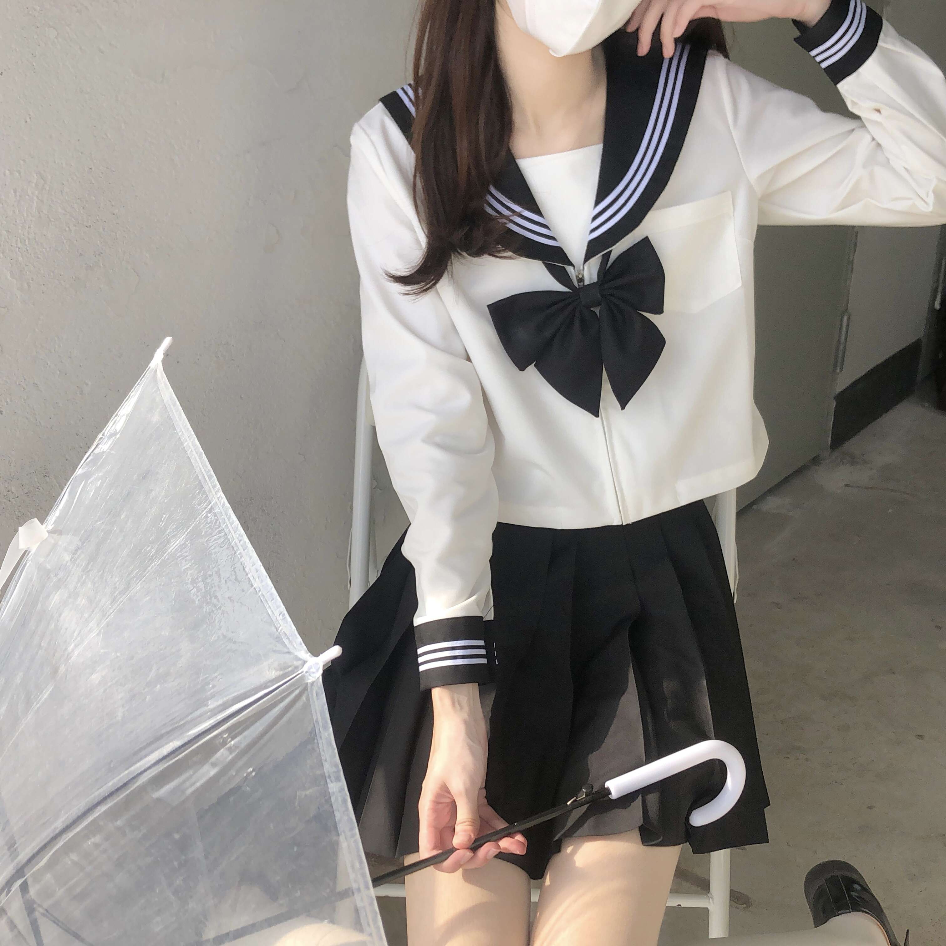 セーラー服 リボン付き 上下セット